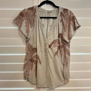 NZT New York Cotton Palm Printed Tshirt Grey Purple Size Large